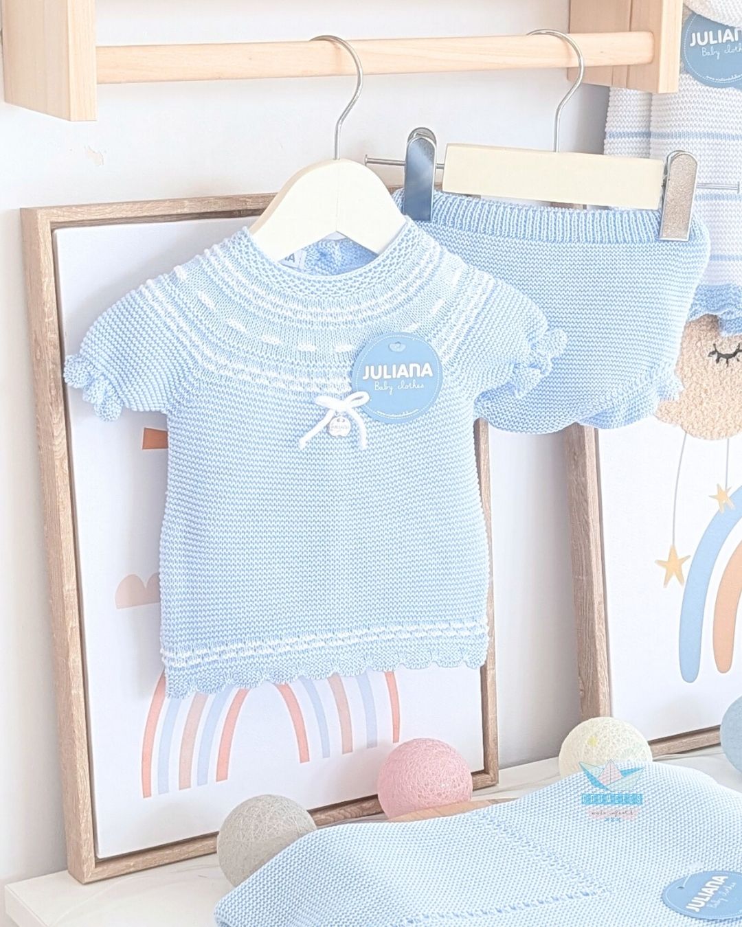 Conjunto bebé braga Celeste/Blanco 💜 Colección Arándano - Juliana