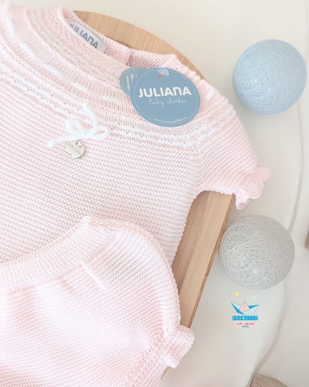 Conjunto bebé braga Rosa/Blanco 💜 Colección Arándano - Juliana