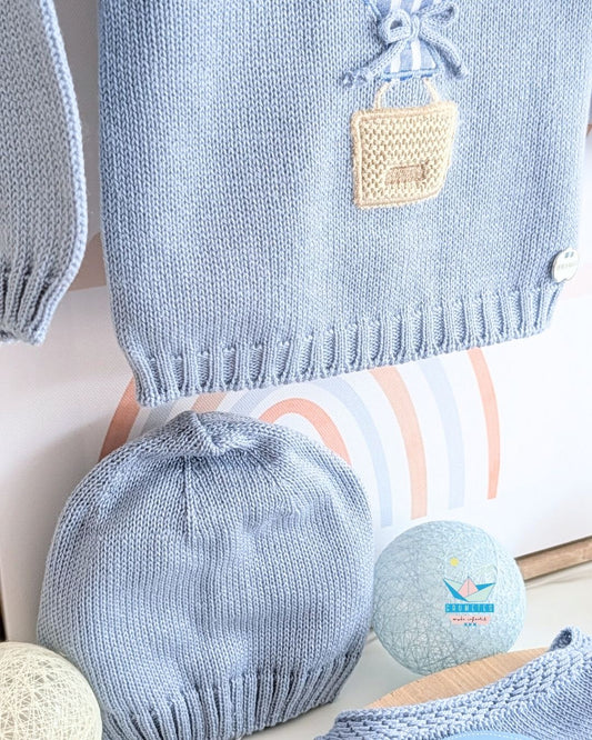 Conjunto bebé polaina Azul Cielo 🍑 Colección Melocotón - Juliana
