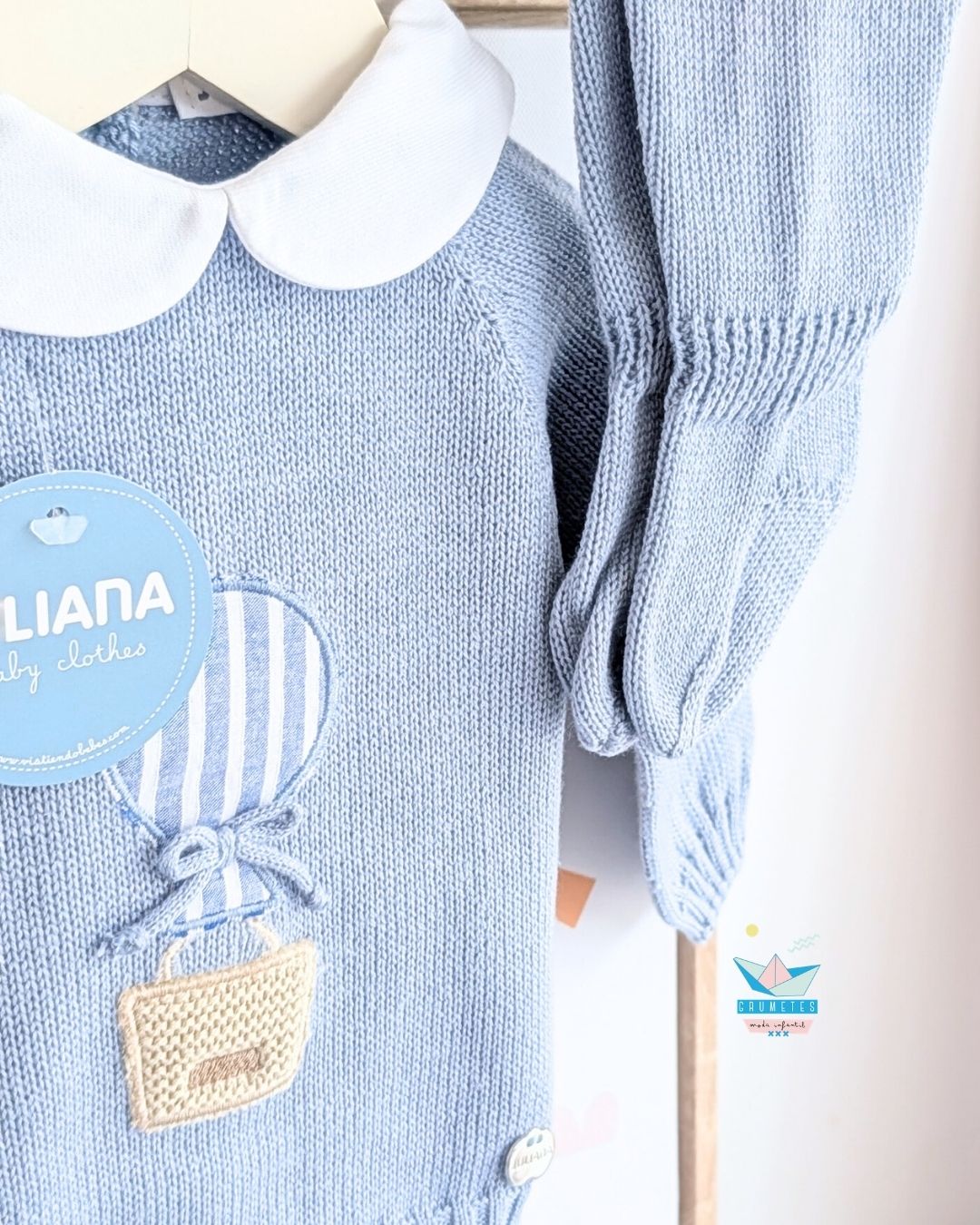 Conjunto bebé polaina Azul Cielo 🍑 Colección Melocotón - Juliana