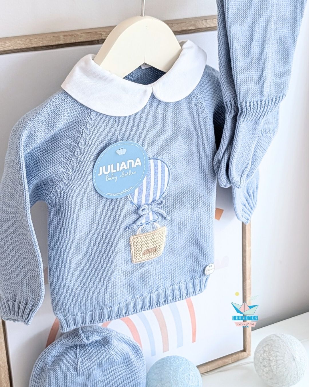 Conjunto bebé polaina Azul Cielo 🍑 Colección Melocotón - Juliana
