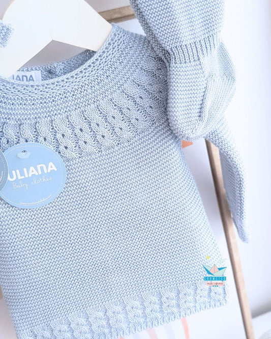 Conjunto bebé polaina Azul Pastel🌷 Colección Tulipán - Juliana