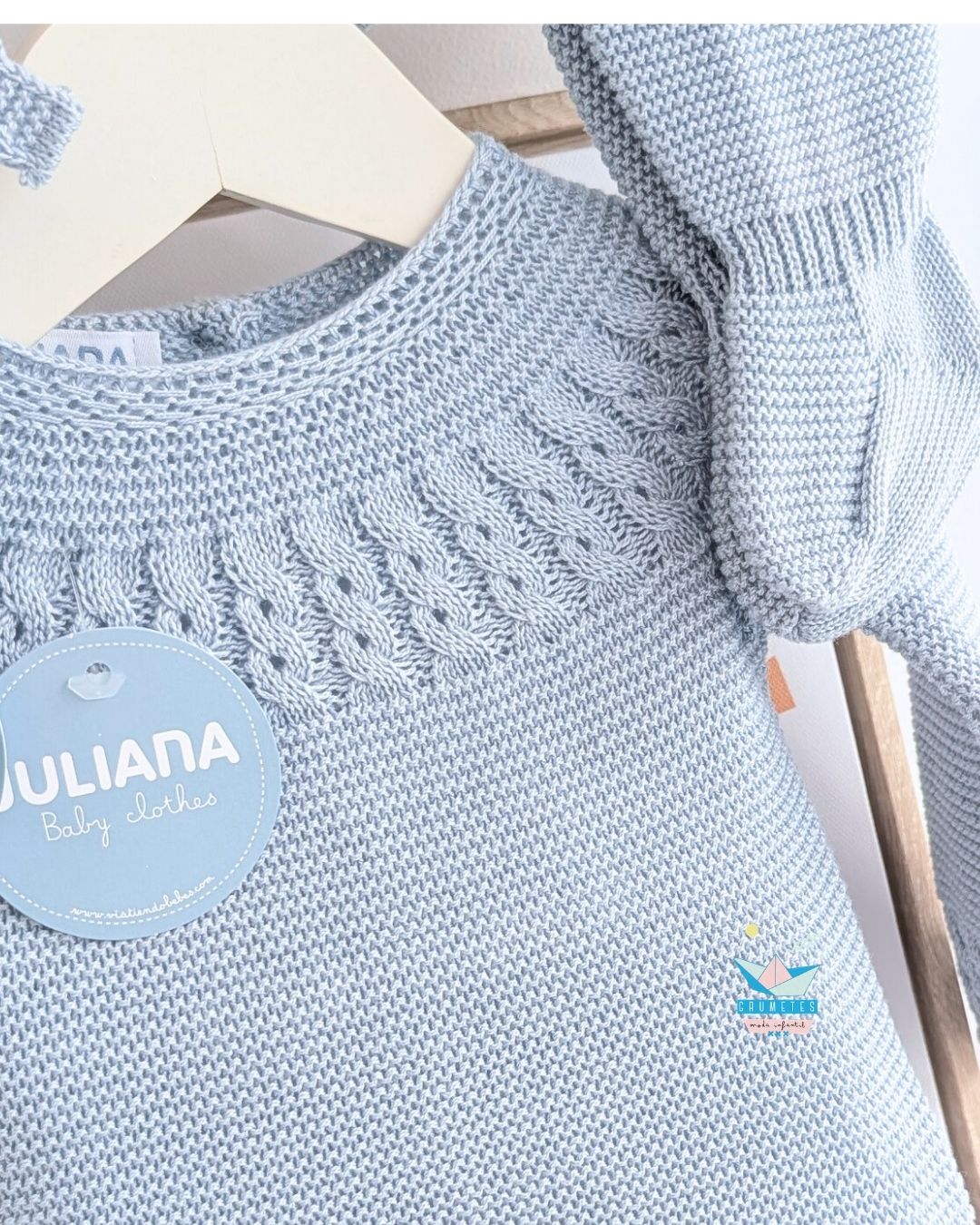 Conjunto bebé polaina Azul Pastel🌷 Colección Tulipán - Juliana