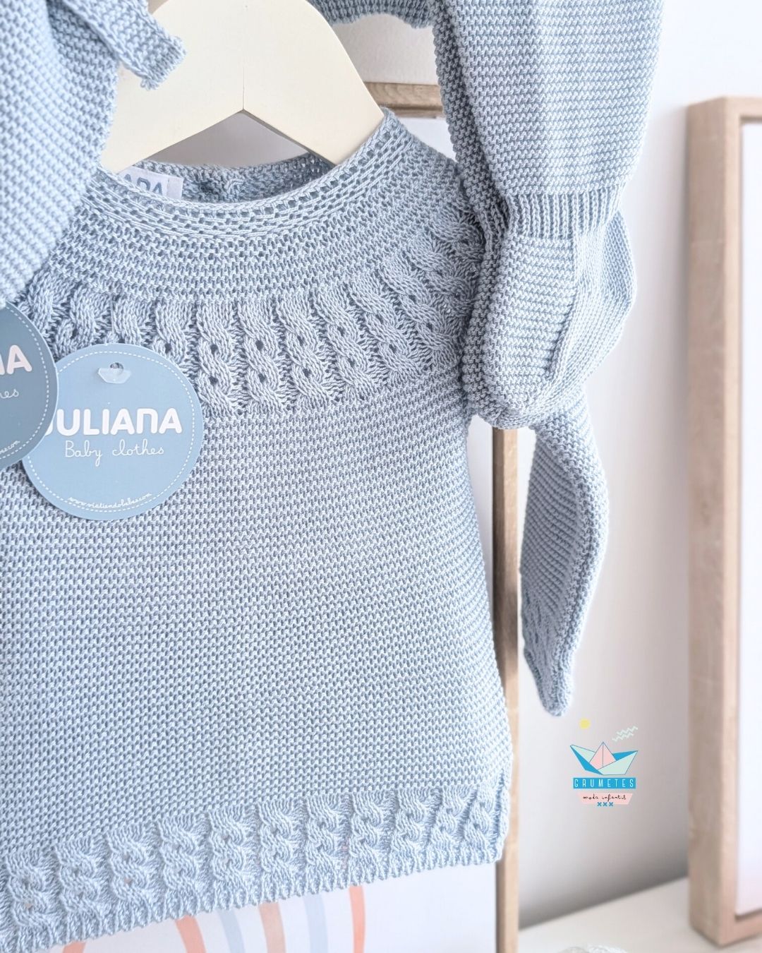Conjunto bebé polaina Azul Pastel🌷 Colección Tulipán - Juliana
