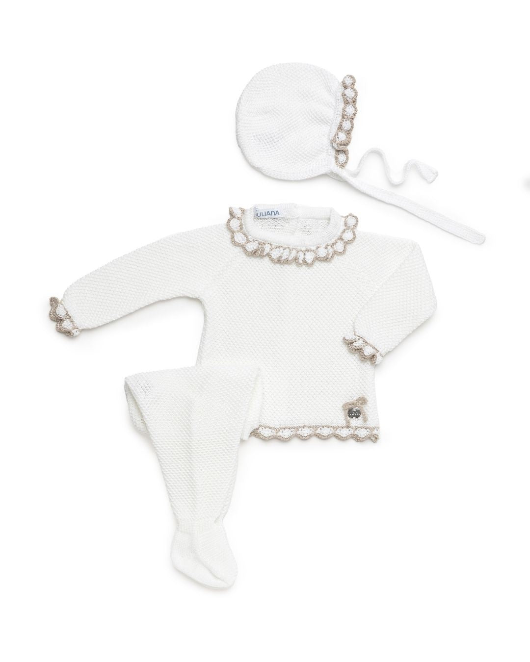 Conjunto bebé polaina BlancoBeig 🍊 Colección Azahar - Juliana