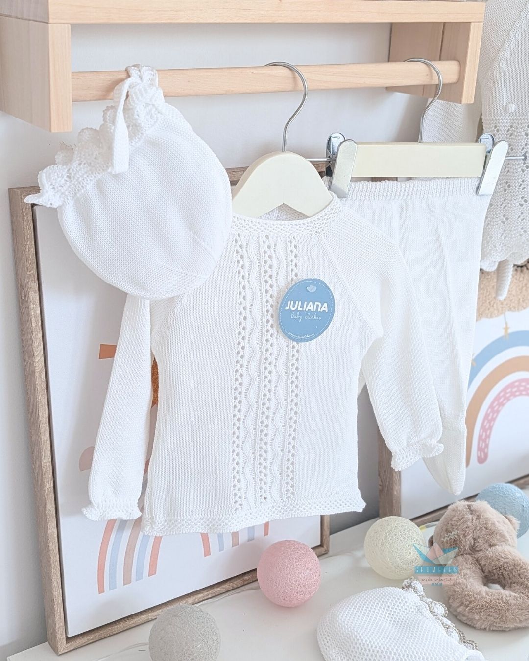 Conjunto bebé polaina Blanco 🥝 Colección Kiwi  - Juliana