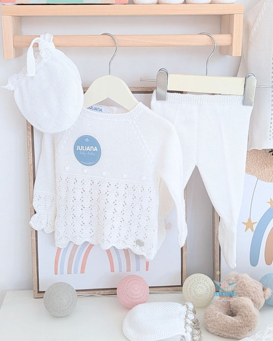 Conjunto bebé polaina Blanco 🍋 Colección Limón - Juliana