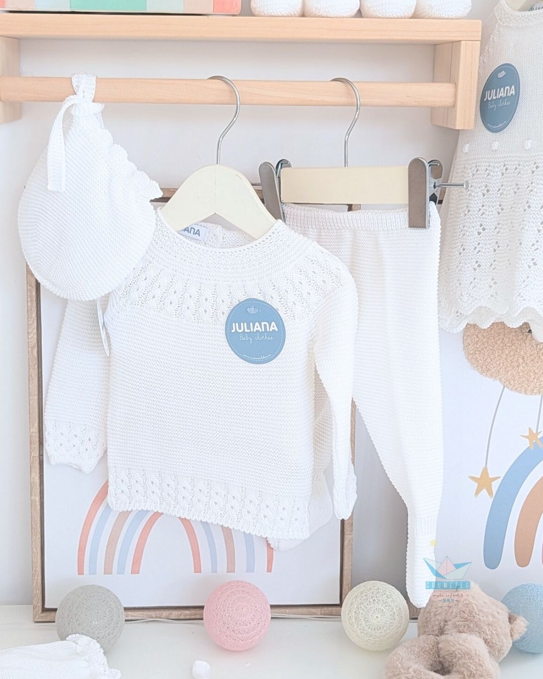Conjunto bebé polaina Blanco 🌷 Colección Tulipán - Juliana