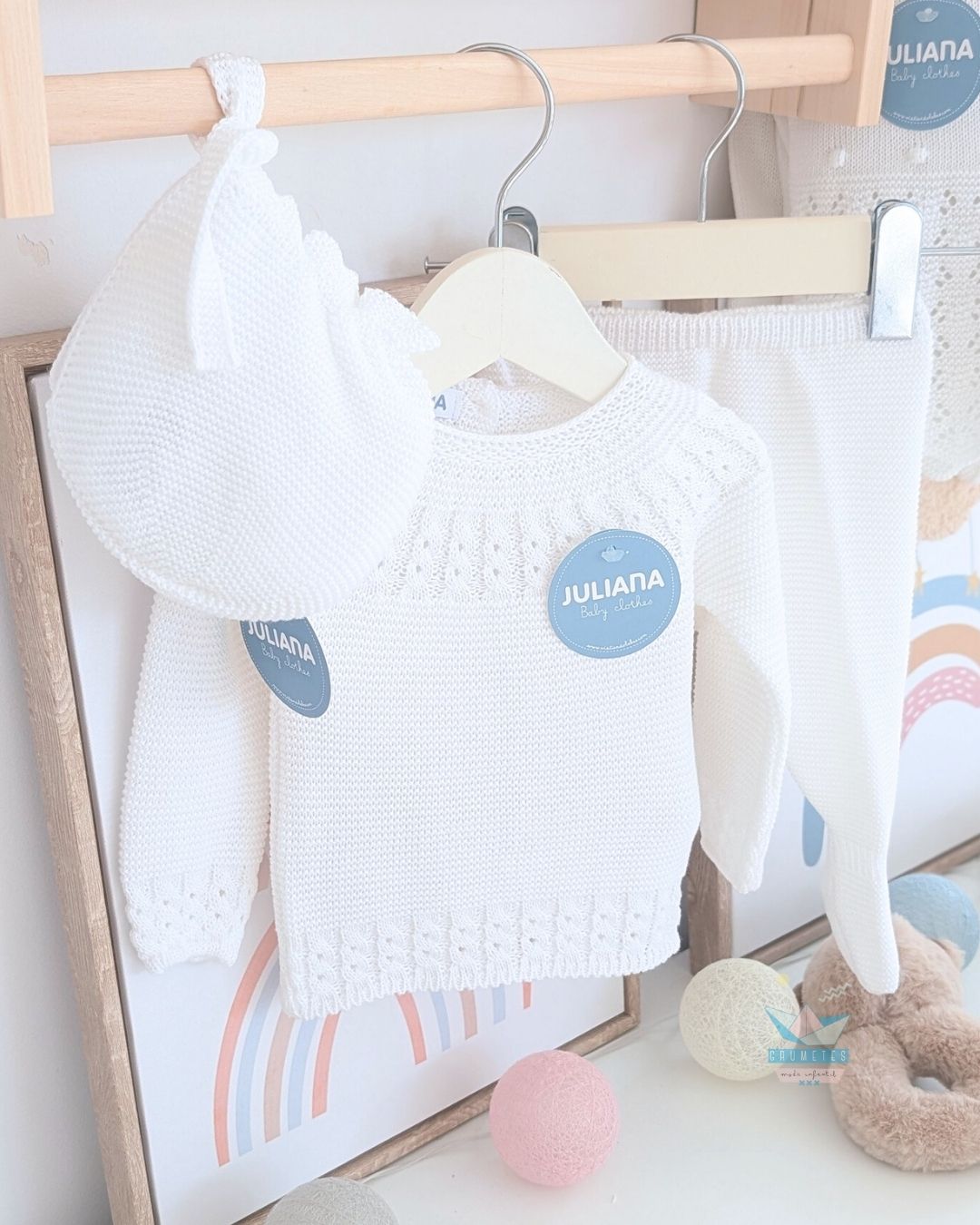 Conjunto bebé polaina Blanco 🌷 Colección Tulipán - Juliana