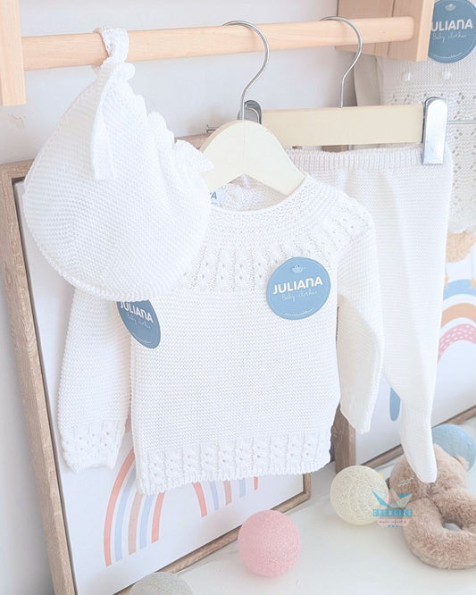 Conjunto bebé polaina Blanco 🌷 Colección Tulipán - Juliana