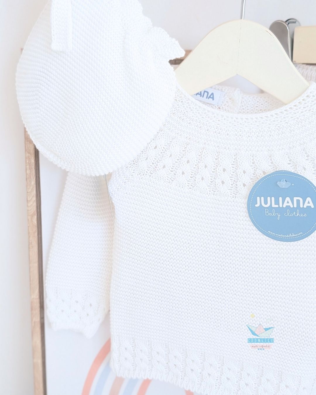 Conjunto bebé polaina Blanco 🌷 Colección Tulipán - Juliana