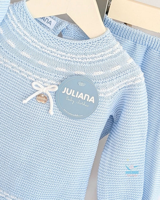 Conjunto bebé polaina Celeste/Blanco 🍯 Colección Miel - Juliana