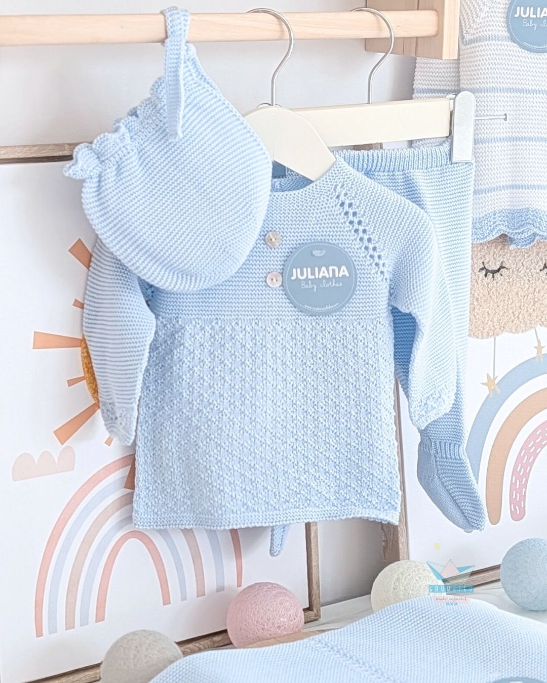 Conjunto bebé polaina Celeste  🍧Colección Helado - Juliana