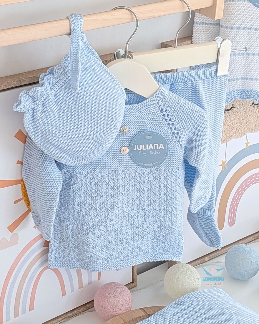 Conjunto bebé polaina Celeste  🍧Colección Helado - Juliana