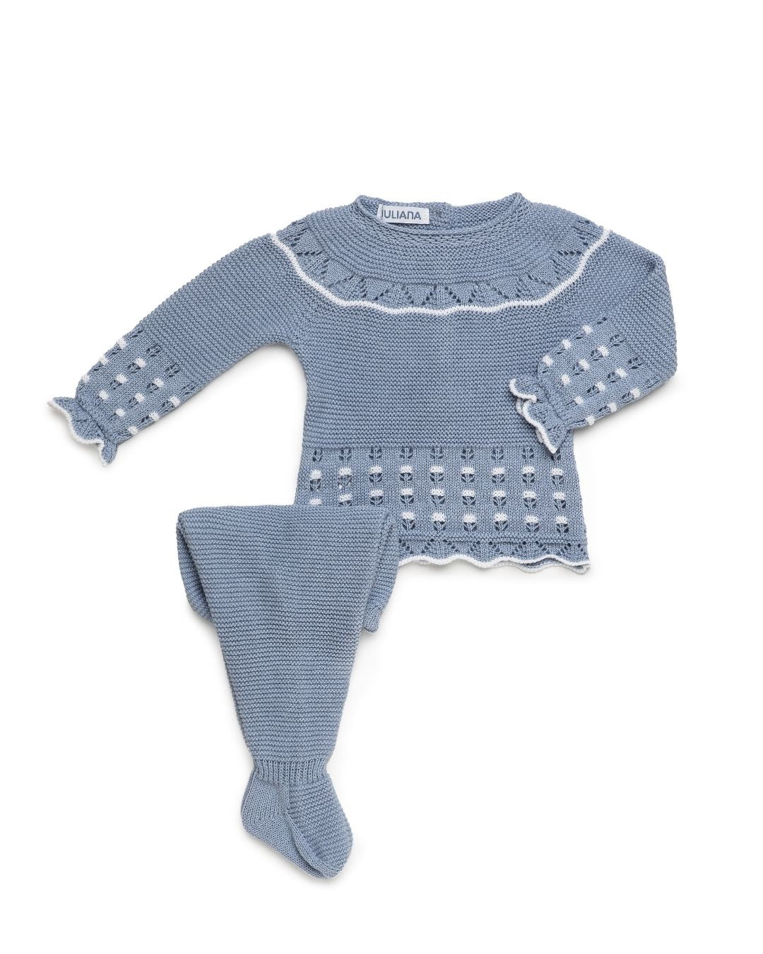 Conjunto bebé polaina Cielo/Blanco 🍊 Colección Mandarina - Juliana