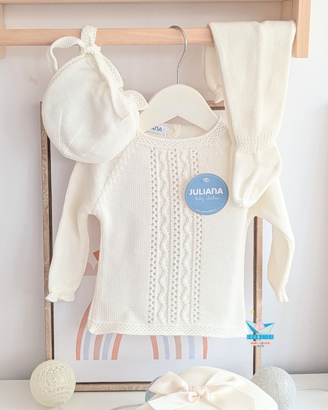 Conjunto bebé polaina Crudo 🥝 Colección Kiwi - Juliana
