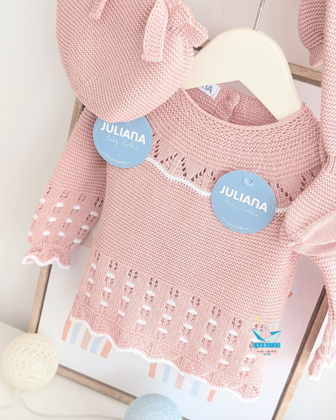 Conjunto bebé polaina Maquillaje/Blanco 🍊 Colección Mandarina - Juliana