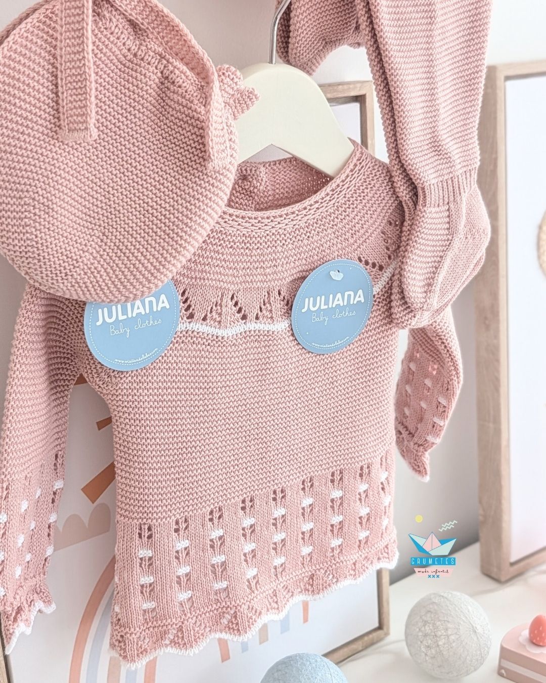Conjunto bebé polaina Maquillaje/Blanco 🍊 Colección Mandarina - Juliana