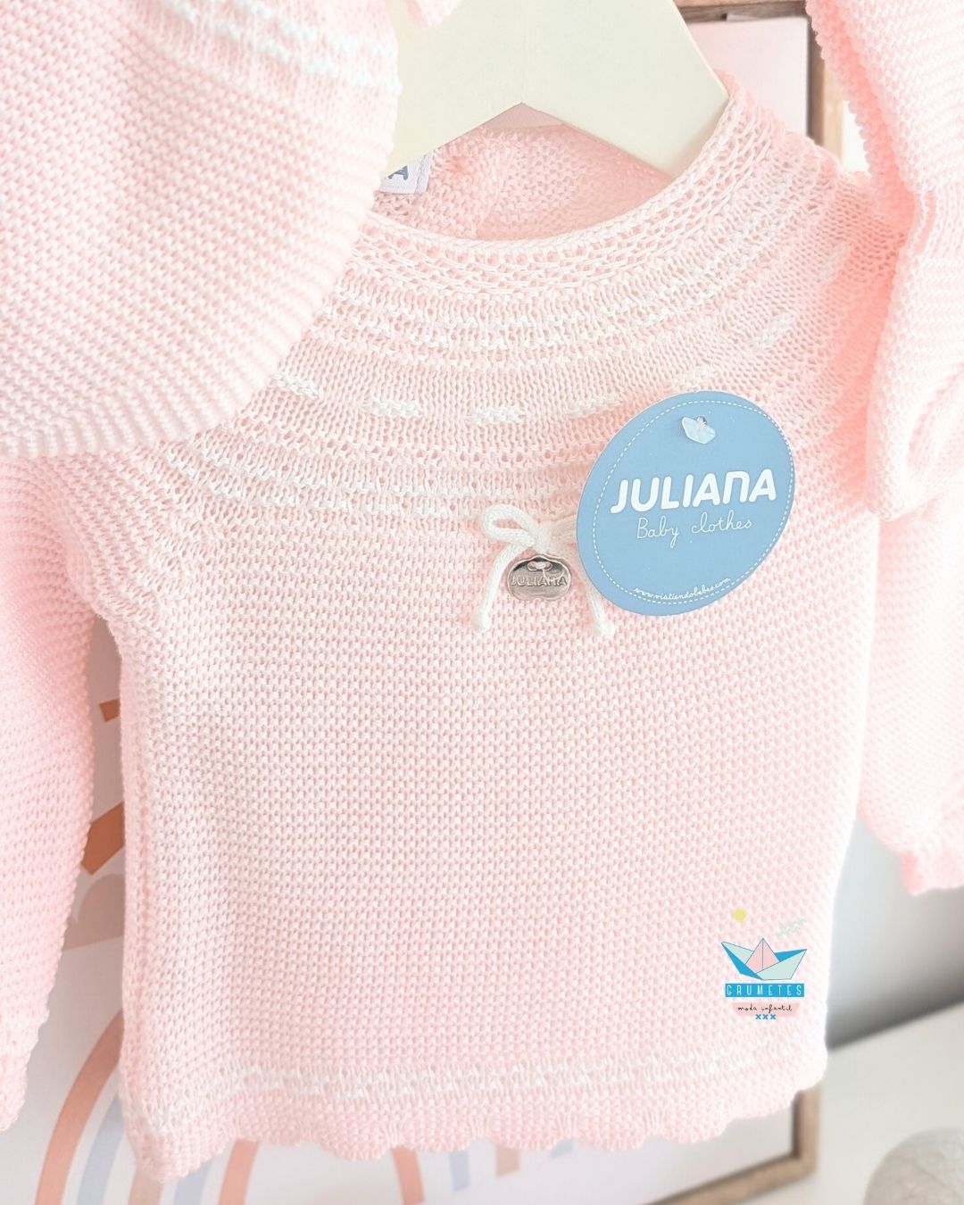 Conjunto bebé polaina Rosa/Blanco 🍯 Colección Miel - Juliana