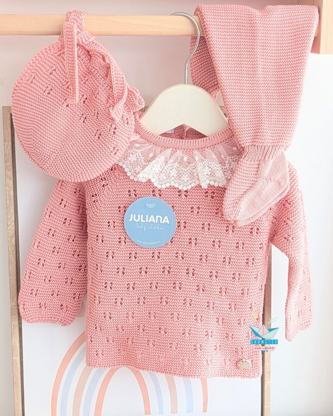 Conjunto bebé polaina Rosa Empolvado 🍬 Colección Caramelo - Juliana