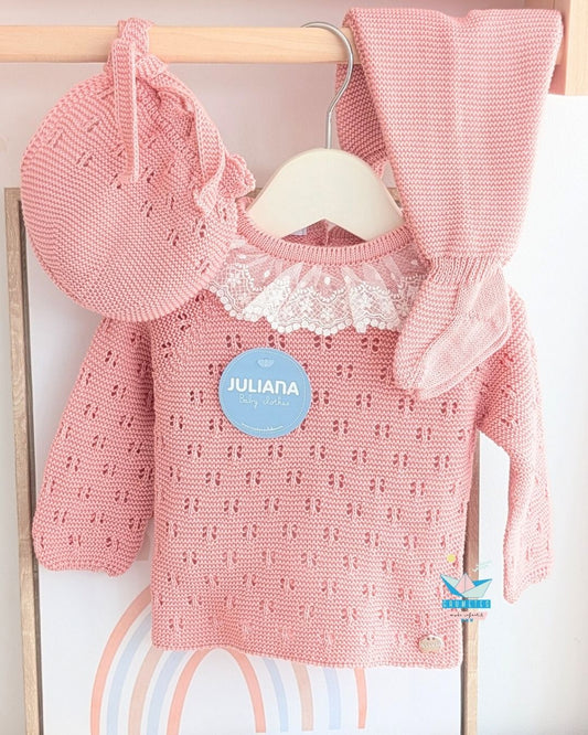 Conjunto bebé polaina Rosa Empolvado 🍬 Colección Caramelo - Juliana