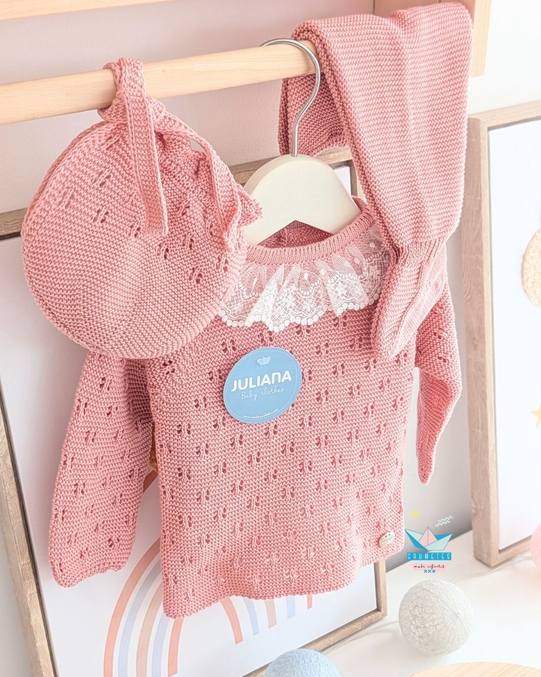 Conjunto bebé polaina Rosa Empolvado 🍬 Colección Caramelo - Juliana