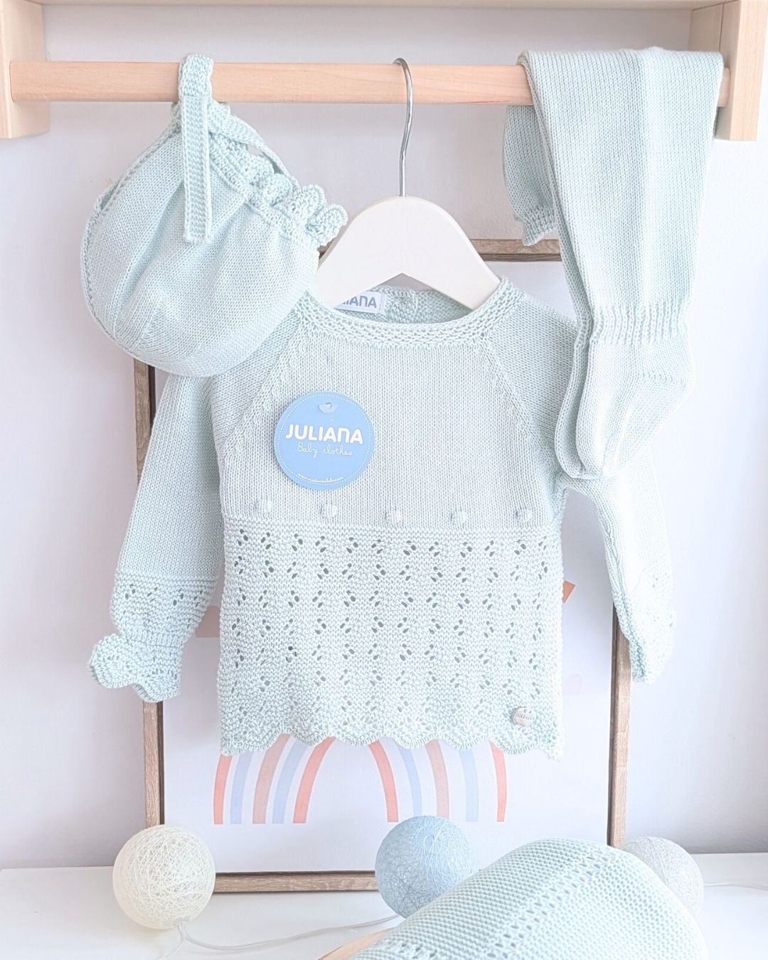Conjunto bebé polaina Verde Mar🍋 Colección Limón - Juliana