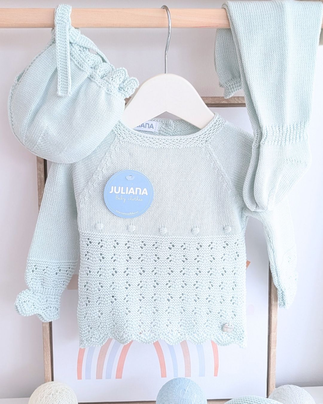 Conjunto bebé polaina Verde Mar🍋 Colección Limón - Juliana