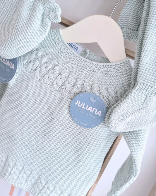 Conjunto bebé polaina Verde Mar🌷 Colección Tulipán - Juliana