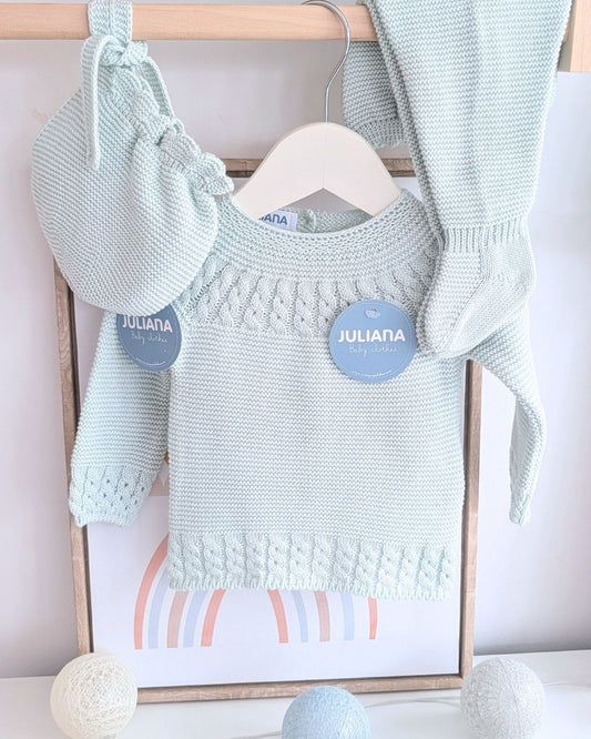 Conjunto bebé polaina Verde Mar🌷 Colección Tulipán - Juliana