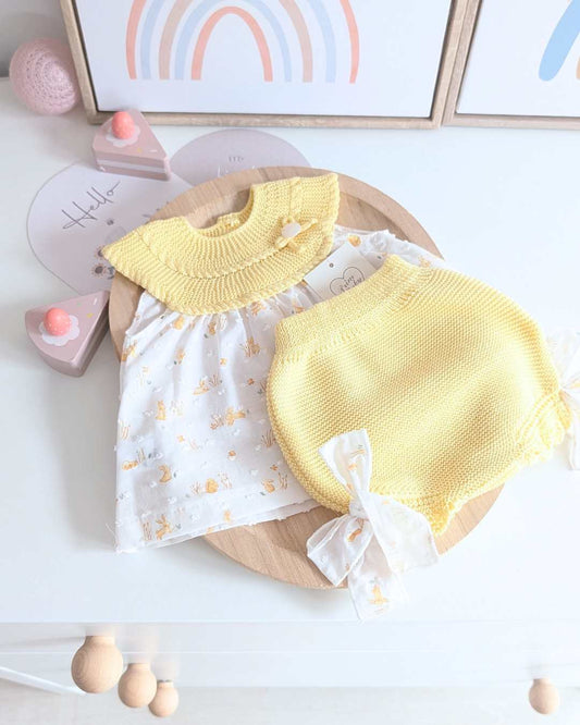 Conjunto braga y blusa Conejitos Amarilllo - Primbaby