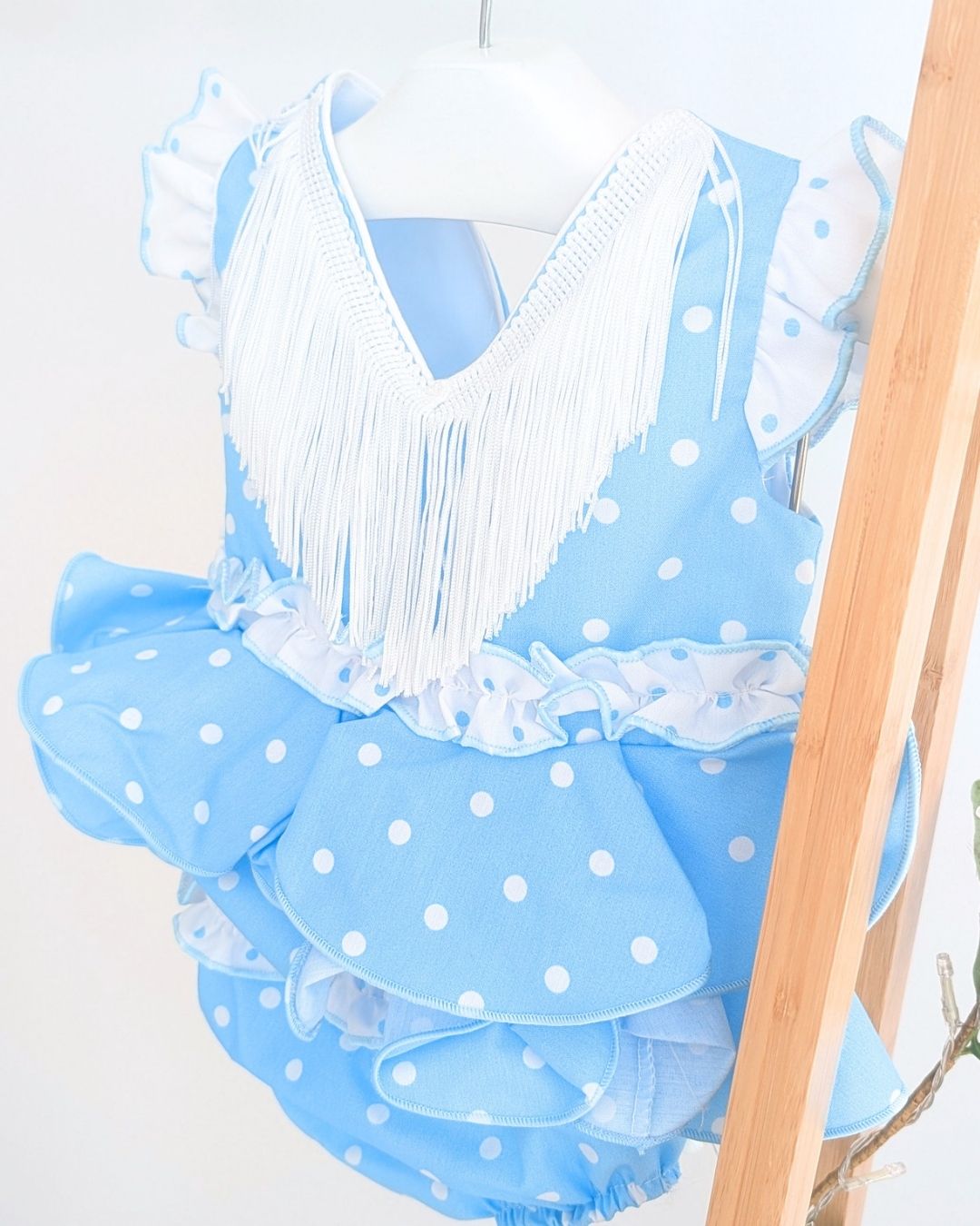 Conjunto flamenca bebé niña con braguita Celeste