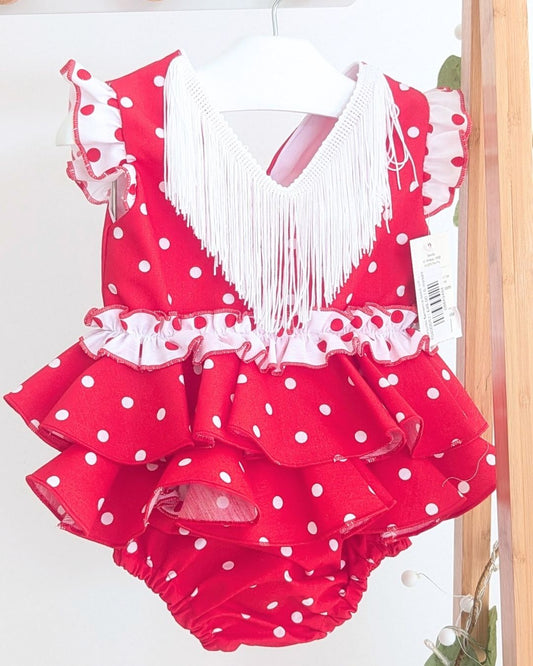 Conjunto flamenca bebé niña con braguita Rojo