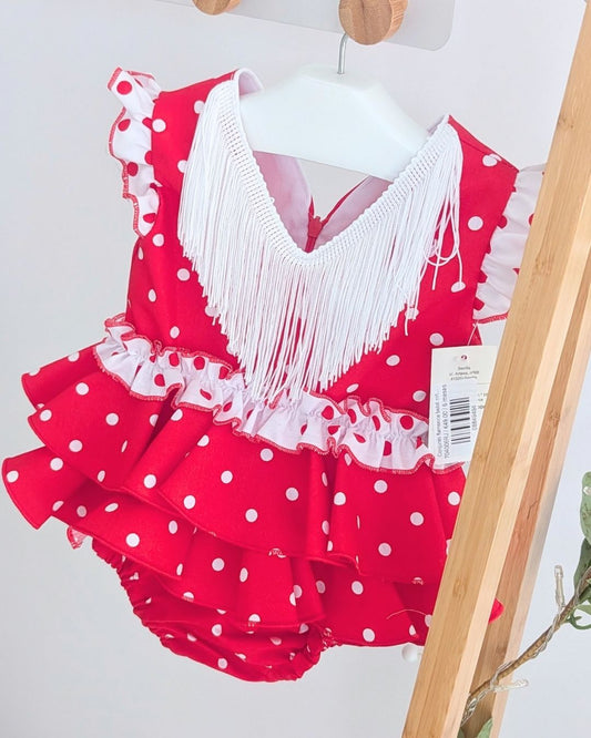 Conjunto flamenca bebé niña con braguita Rojo