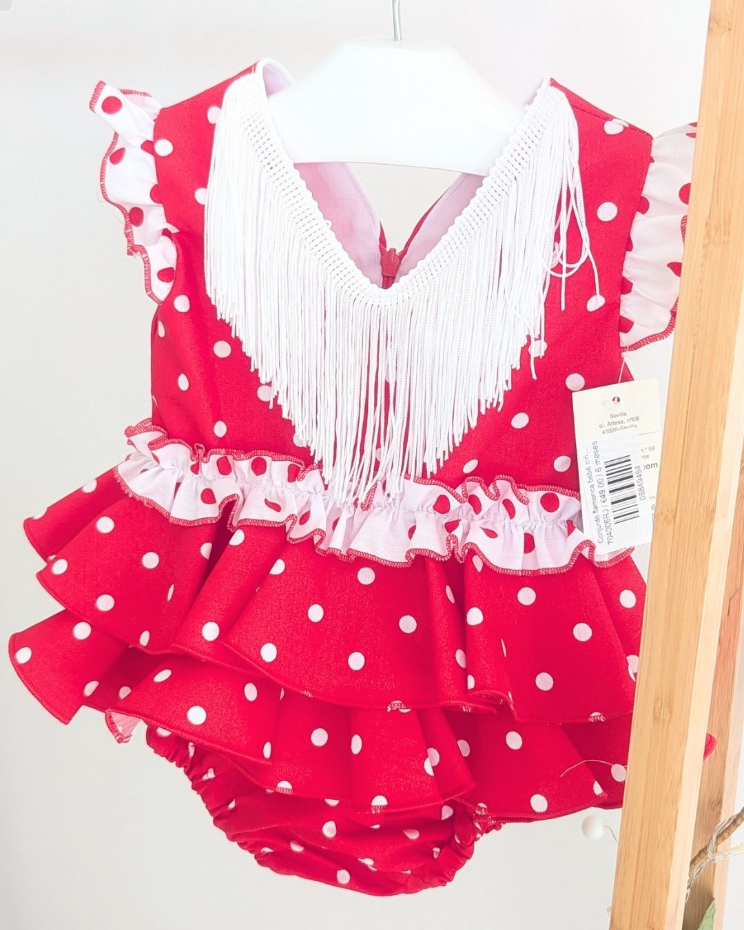 Conjunto flamenca bebé niña con braguita Rojo