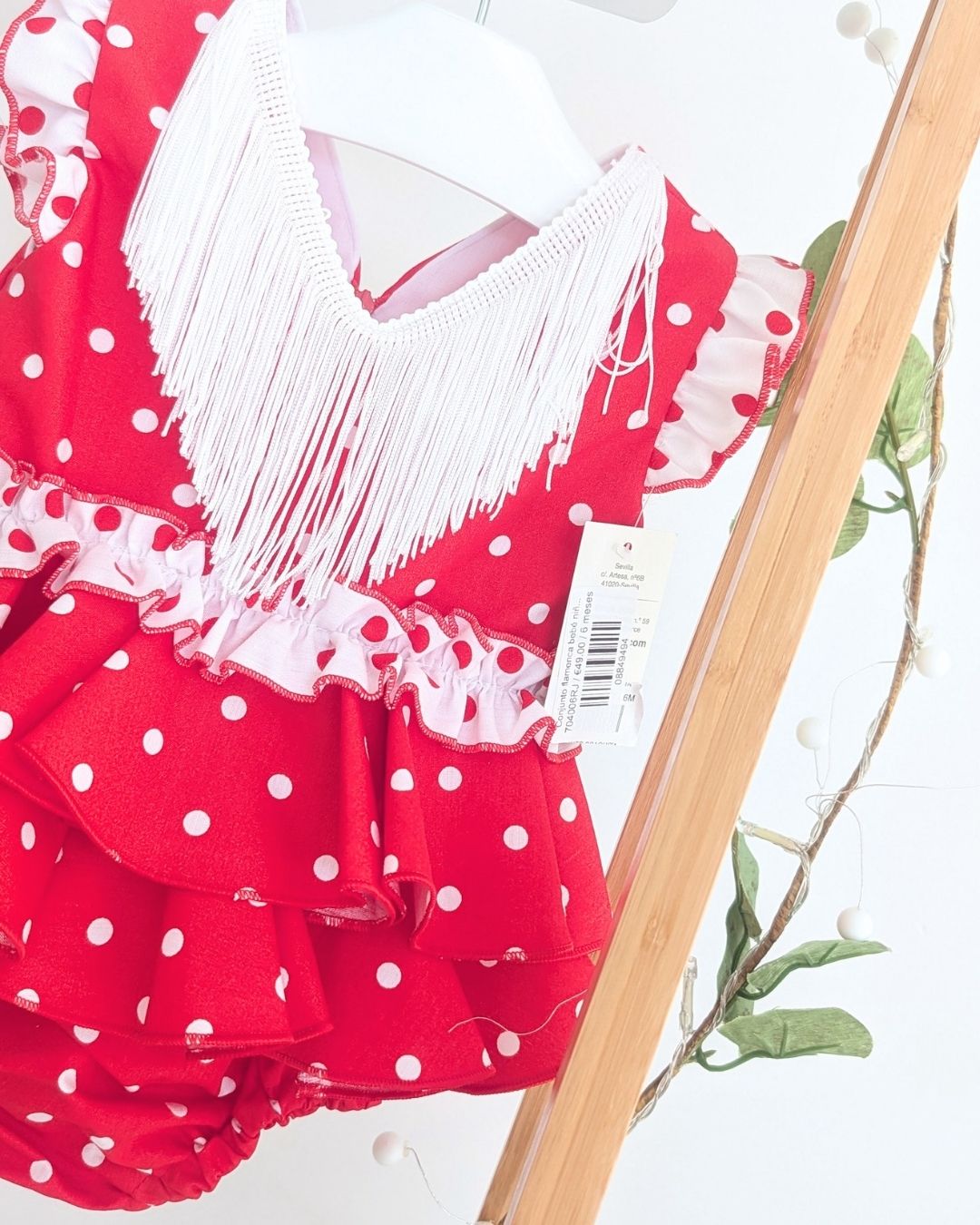 Conjunto flamenca bebé niña con braguita Rojo