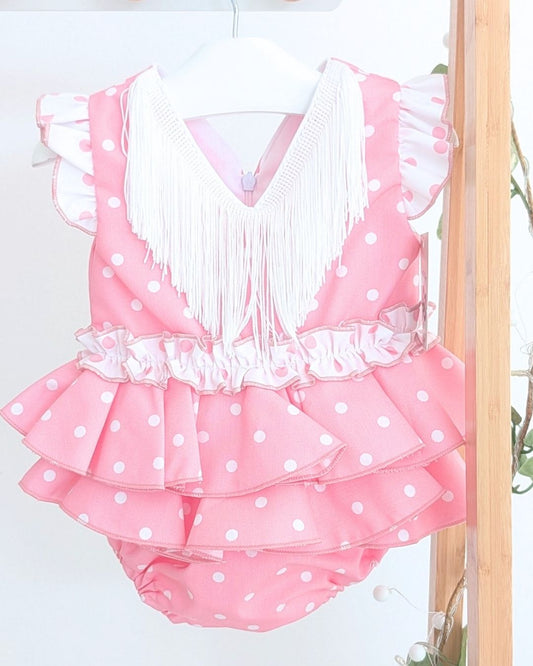 Conjunto flamenca bebé niña con braguita Rosa