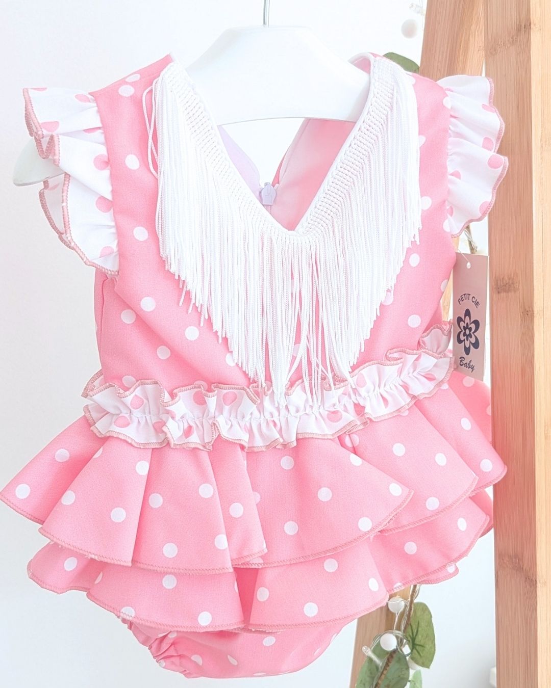 Conjunto flamenca bebé niña con braguita Rosa