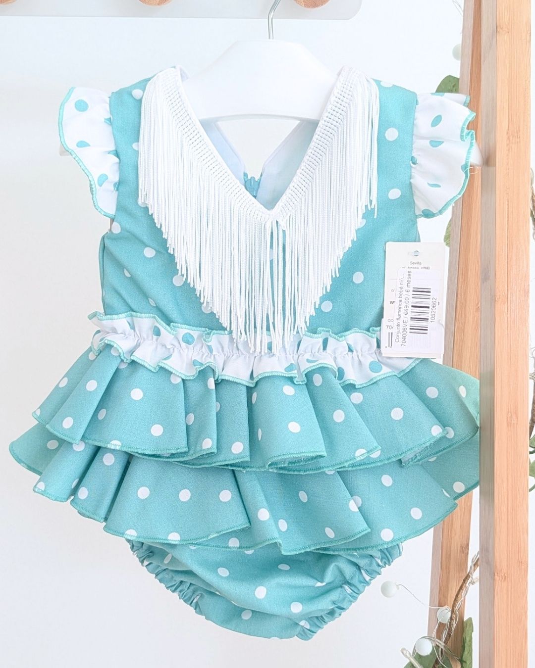 Conjunto flamenca bebé niña con braguita Verde