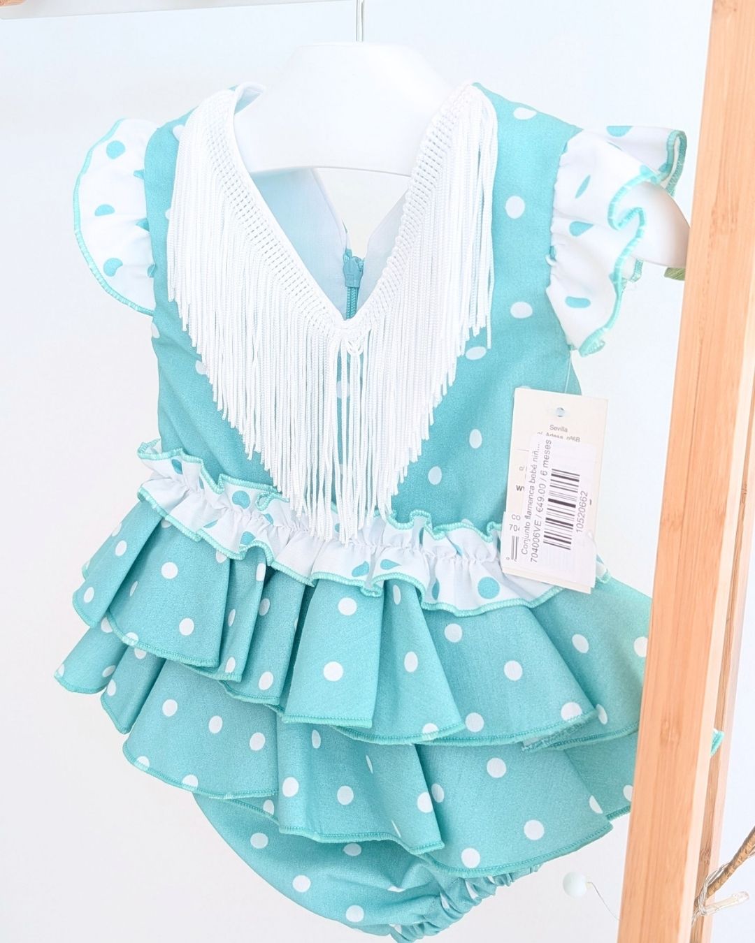 Conjunto flamenca bebé niña con braguita Verde