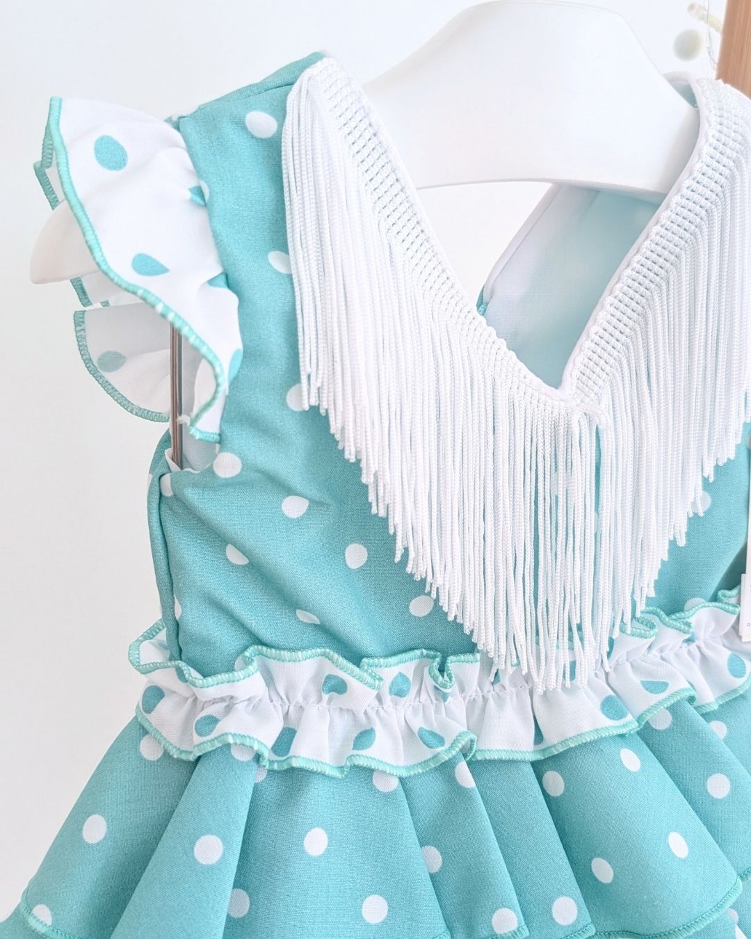 Conjunto flamenca bebé niña con braguita Verde