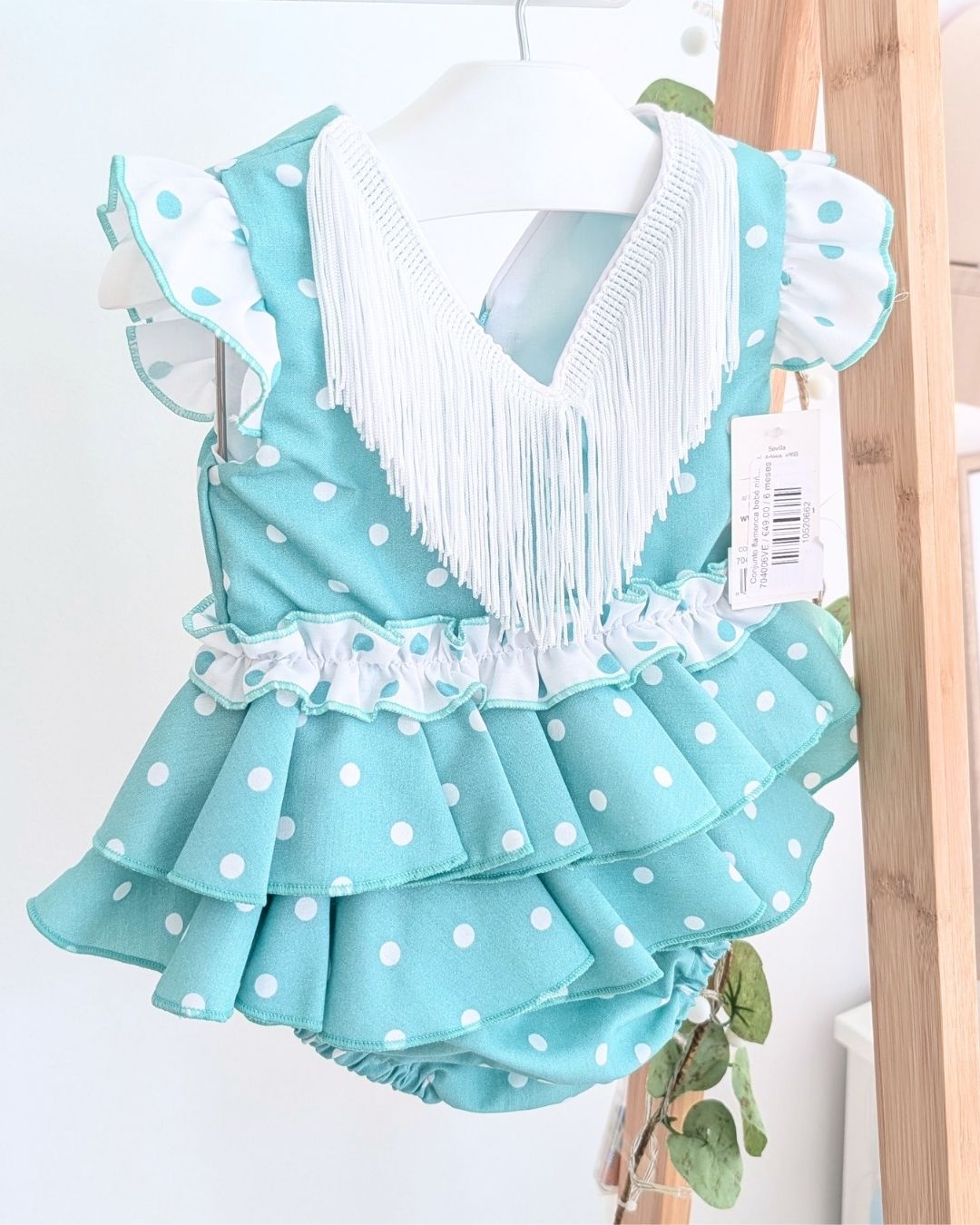 Conjunto flamenca bebé niña con braguita Verde