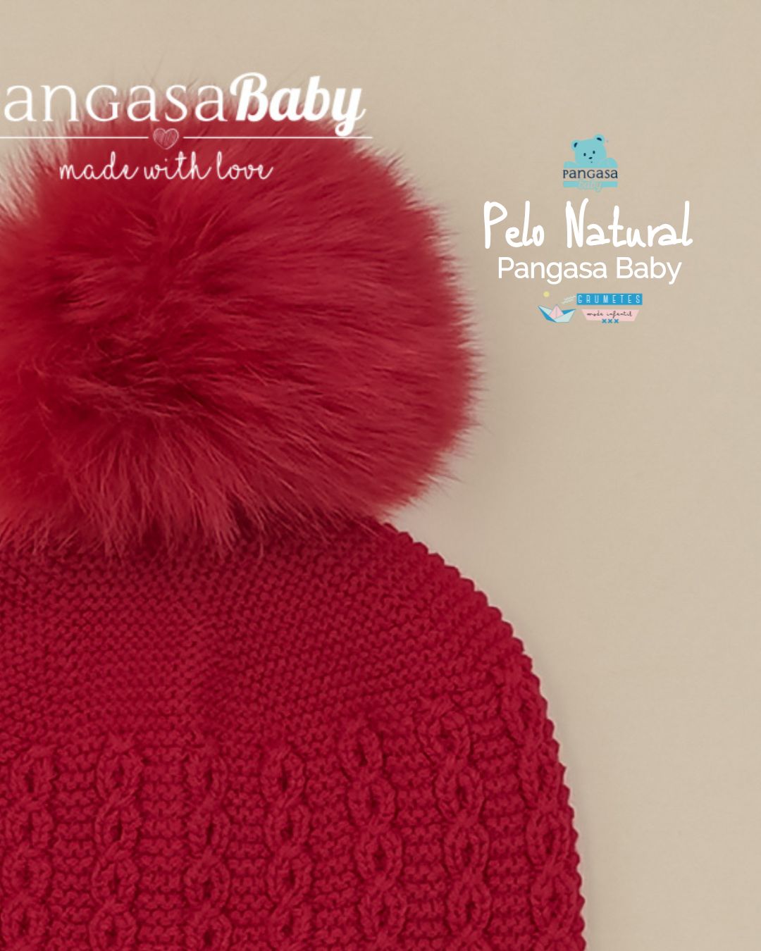 Gorro Ochos Pelo Natural Sintetico Granate - Pangasa Baby