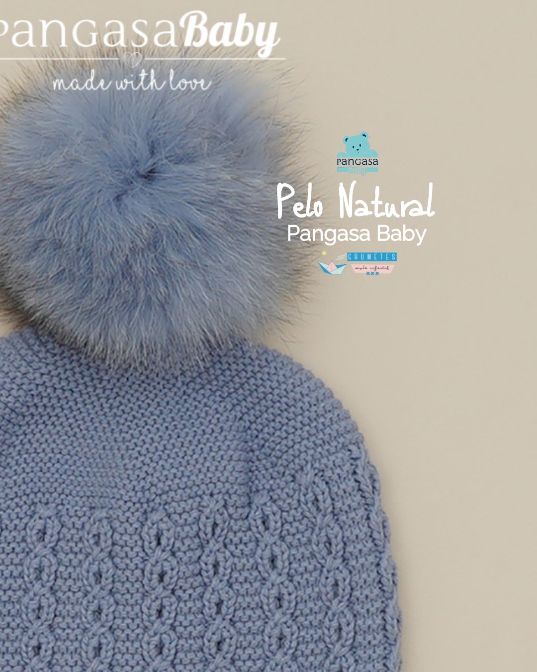 Gorro Ochos Pelo Natural sintetico Bruma - Pangasa Baby