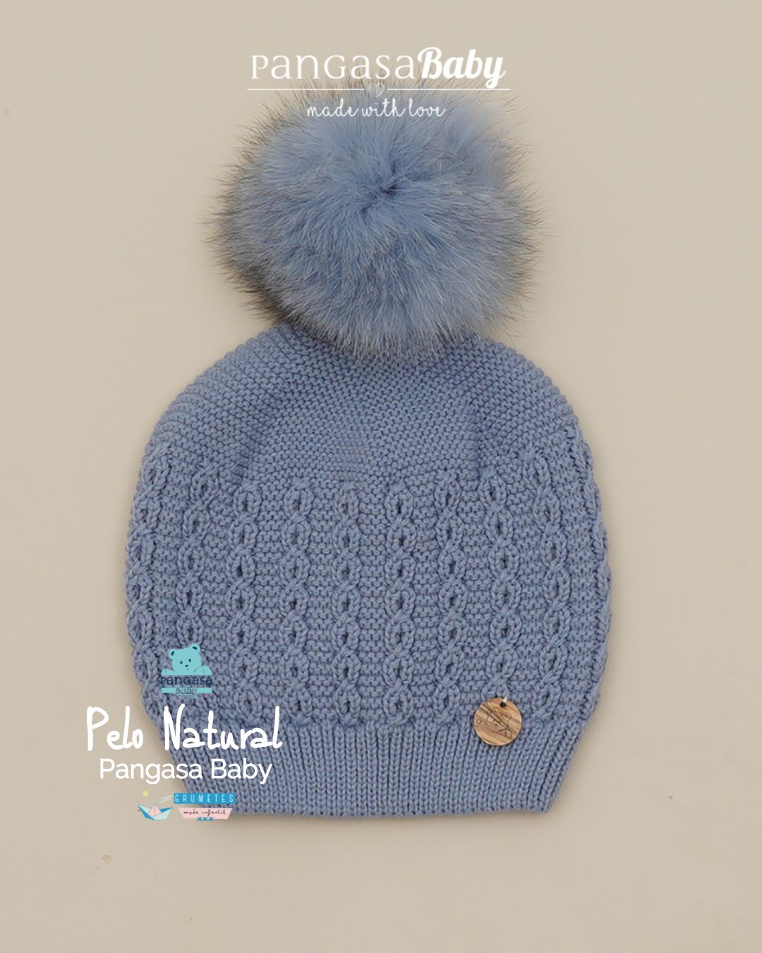 Gorro Ochos Pelo Natural sintetico Bruma - Pangasa Baby
