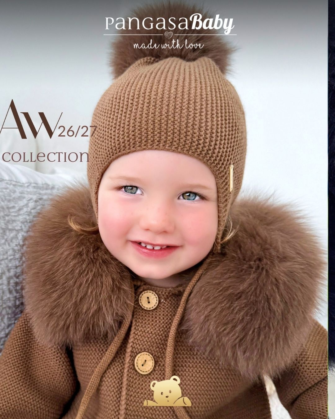 Gorro Orejero Pompón Pelo Chocolatte - Pangasa Baby