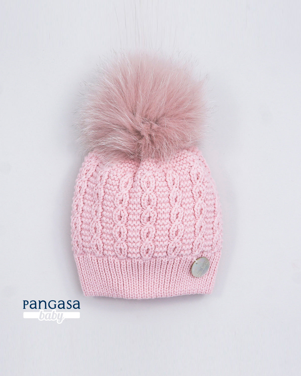 Gorro Ochos Pelo Sintetico natural Rosa Empolvado - Pangasa Baby