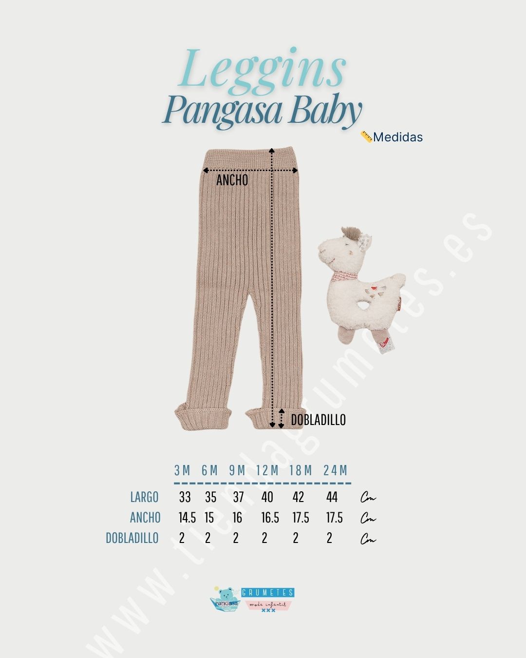 Guia de tallas y medidas Oficial de Pangasa Baby Leggins