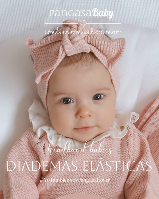 Diadema Elástica Rosa Empolvado - Pangasa Baby