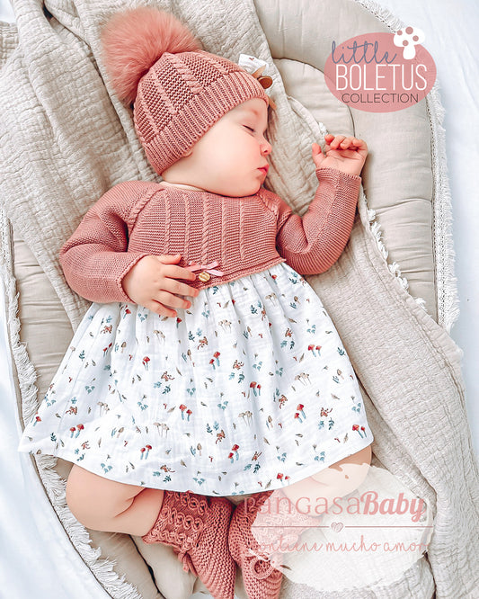Vestido con Braguita Setas Boble Rosé  - Pangasa Baby